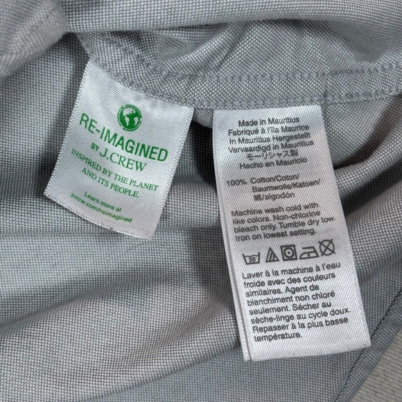 J.Crew Flex Oxford Shirt Mens Large Slim Fit Light Blue Gray Cotton Button Down - Picture 3 of 7